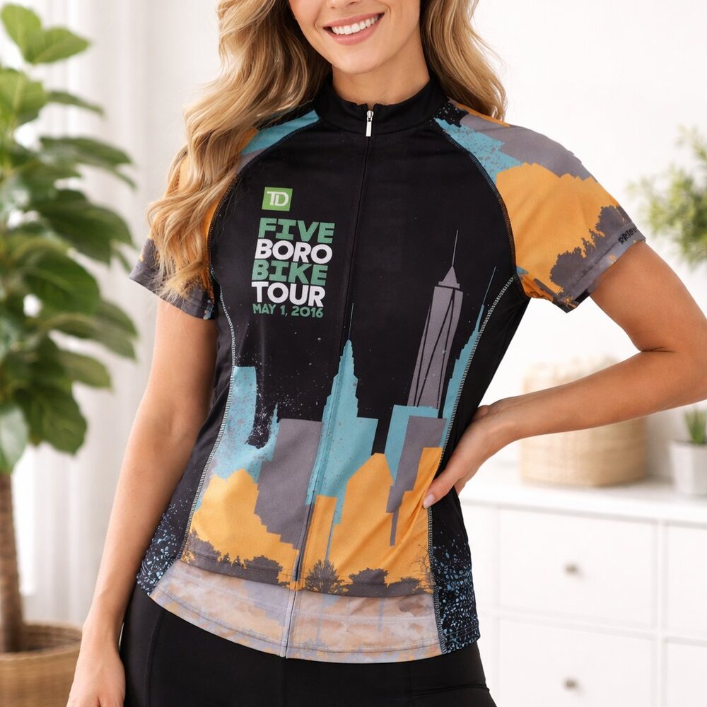 TD Five Boro Bike Tour 2016 Cycling Jersey | NYC Skyline Bike Shirt | Women’s S